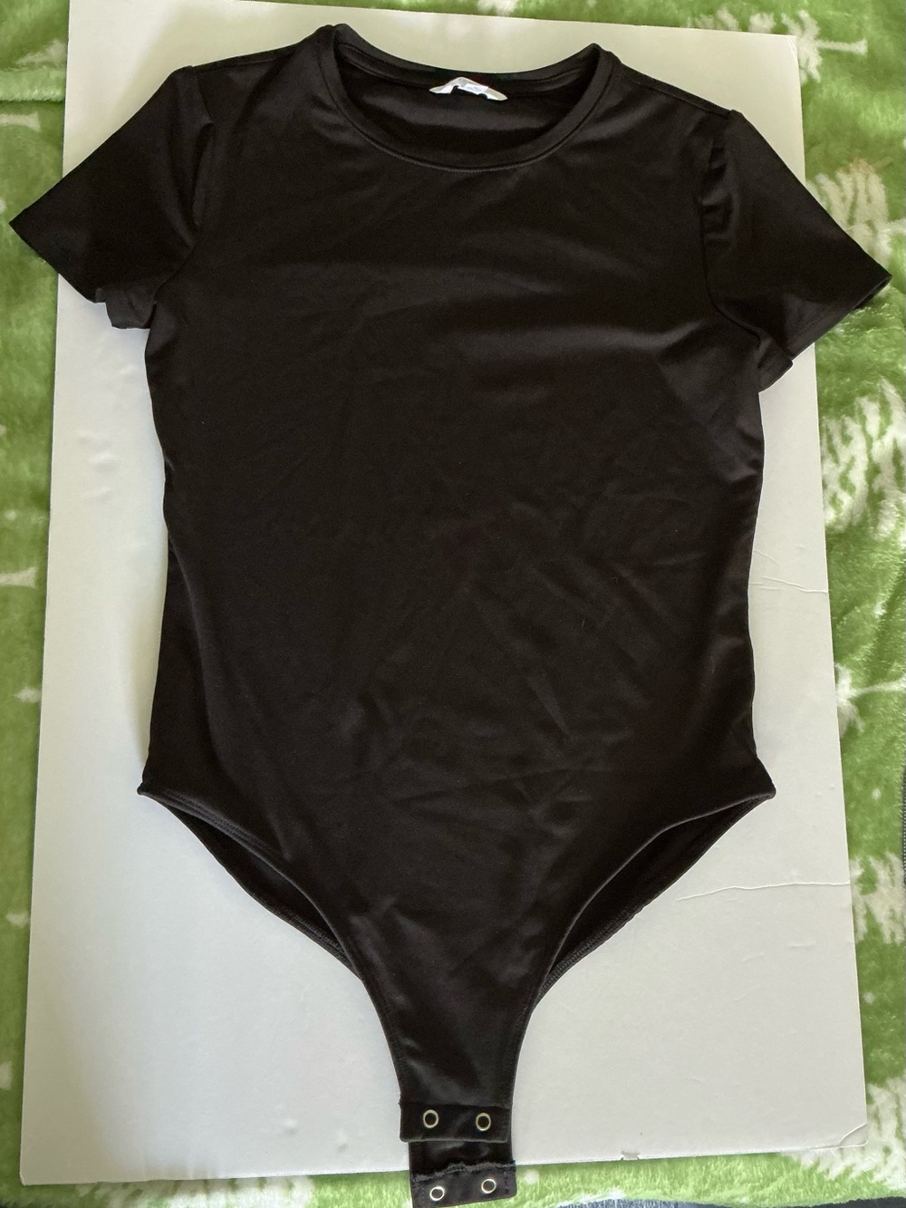 Time and Tru Black Short-Sleeve Crew Neck Bodysuit